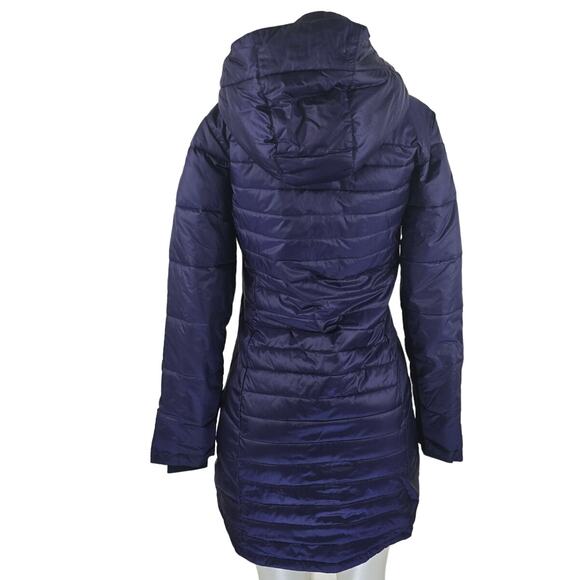 Columbia Puffer Long Line Hooded Full Zip Front Pockets Purple Women's Jacket S - Picture 3 of 7